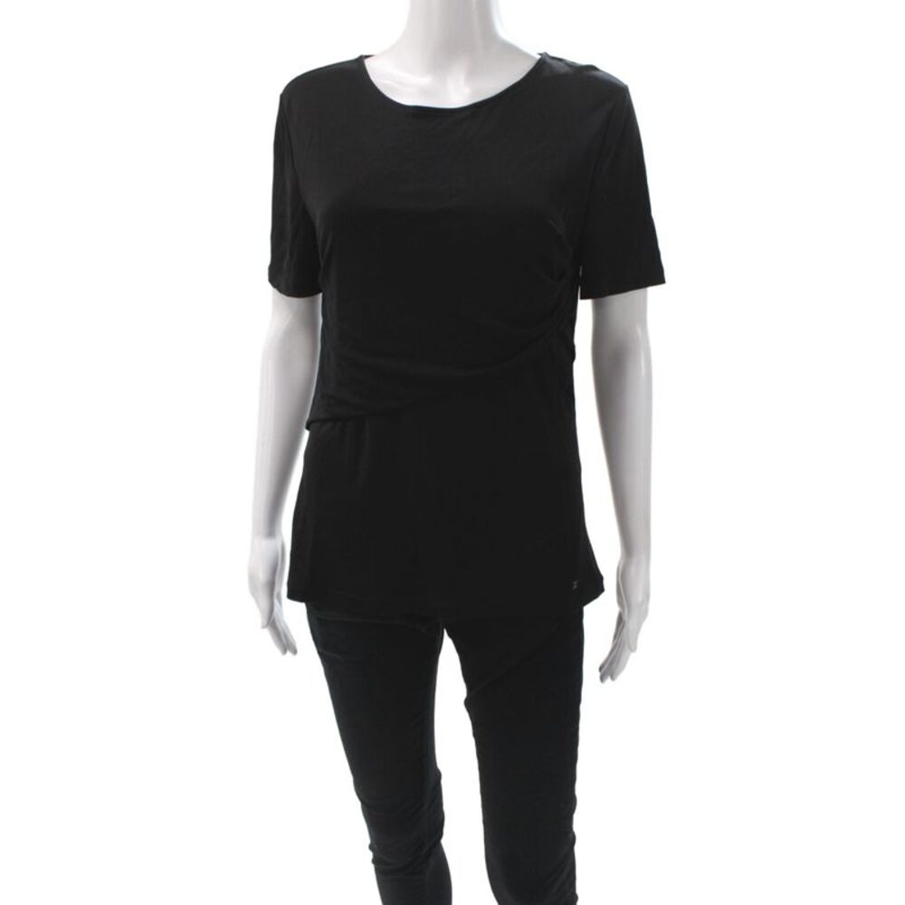 Chanel Womens Jersey T-Shirt Black Round Neck Short Sleeve Size 40